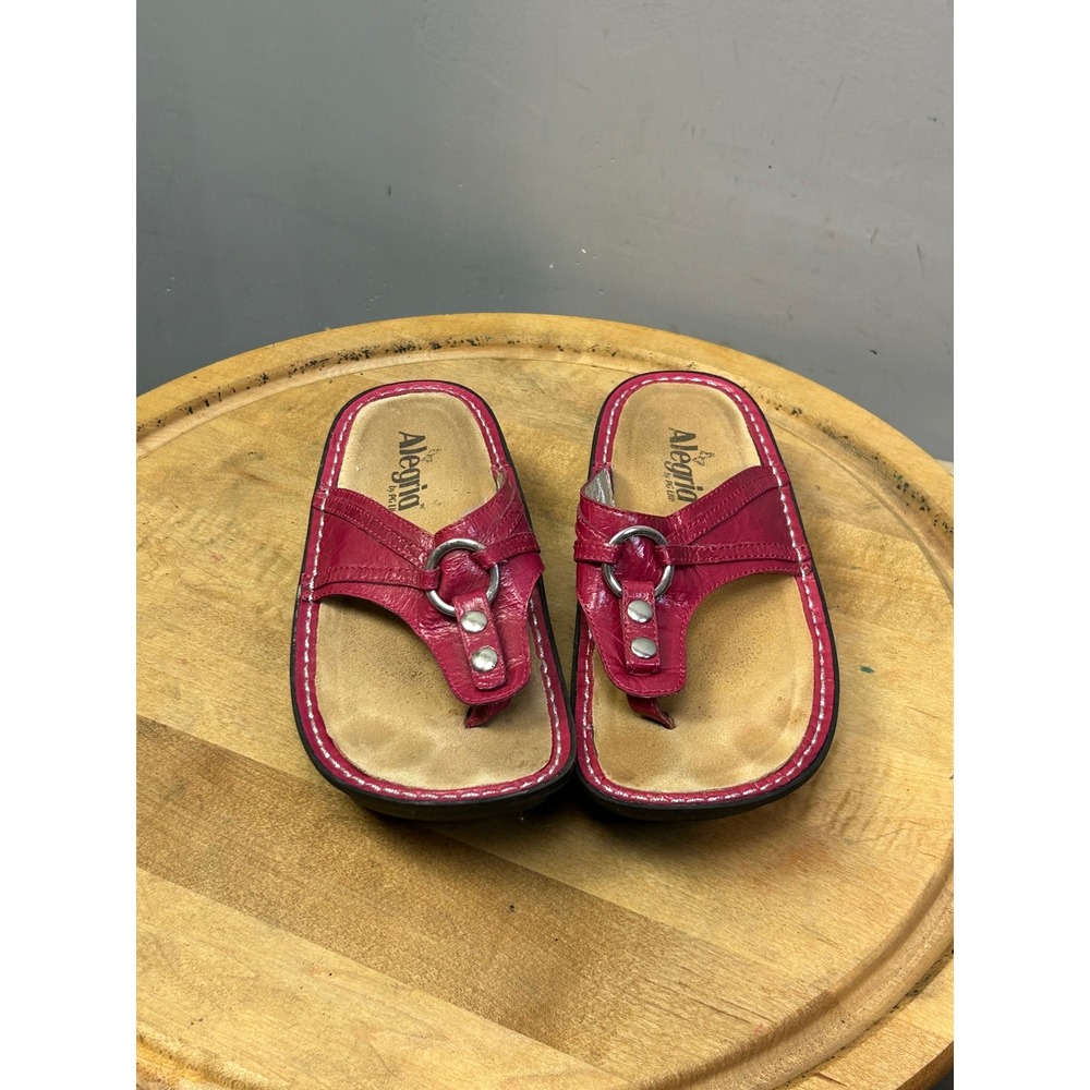 Alegria Thong Sandals Womens 35/5.5 Pink Leather Platform Flip Flops